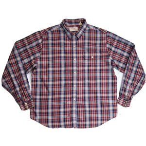 VINTAGE WOMEN'S RED & BLUE PLAID LONG SLEEVE BUTTON-UP SHIRT THE FOX COLLECTION